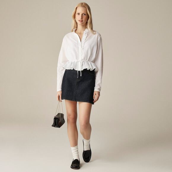 J. Crew Women's Lace-Trim Cinched-Waist Top in Cotton Voile White Size M NWT - Picture 1 of 12